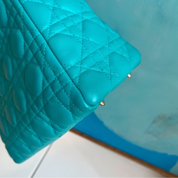 RARE Turquoise Medium Lady Dior in Vintage Style Christian Dior Lambskin - Picture 7 of 16